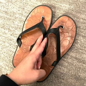 Coach black leather sandals size 5
